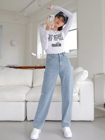 DAZY High Waisted Straight Leg Jeans
