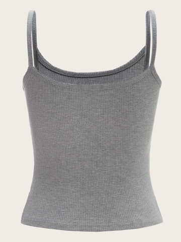 EZwear Solid Rib-knit Cami Top