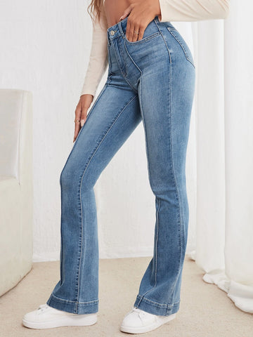 Seam Detail Flare Leg Jeans