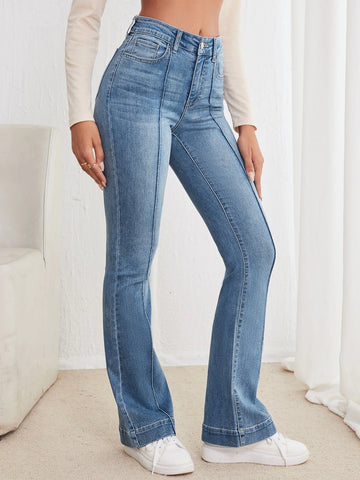 Seam Detail Flare Leg Jeans