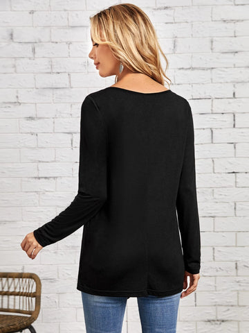 EMERY ROSE Criss Cross Front Bandana Hem Tee