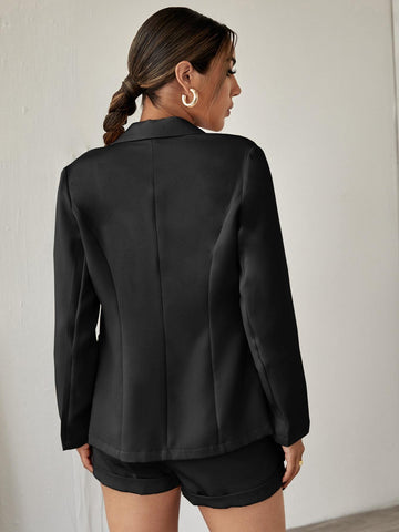 Solid Single Breasted Blazer & Shorts