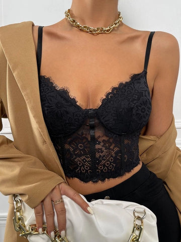 Lace Bustier Crop Cami Top