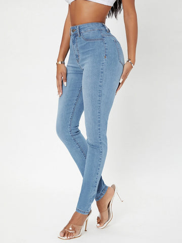 SXY High Waist Zip Fly Skinny Jeans