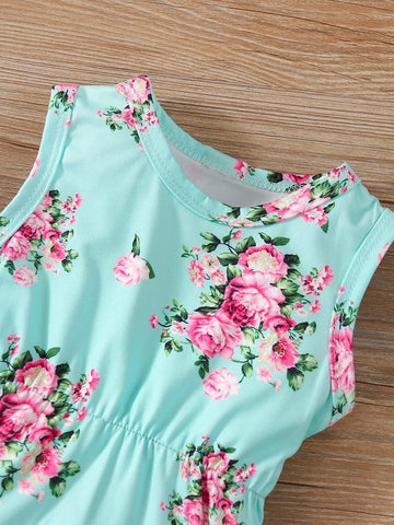Baby Floral Print Bodysuit With Headband