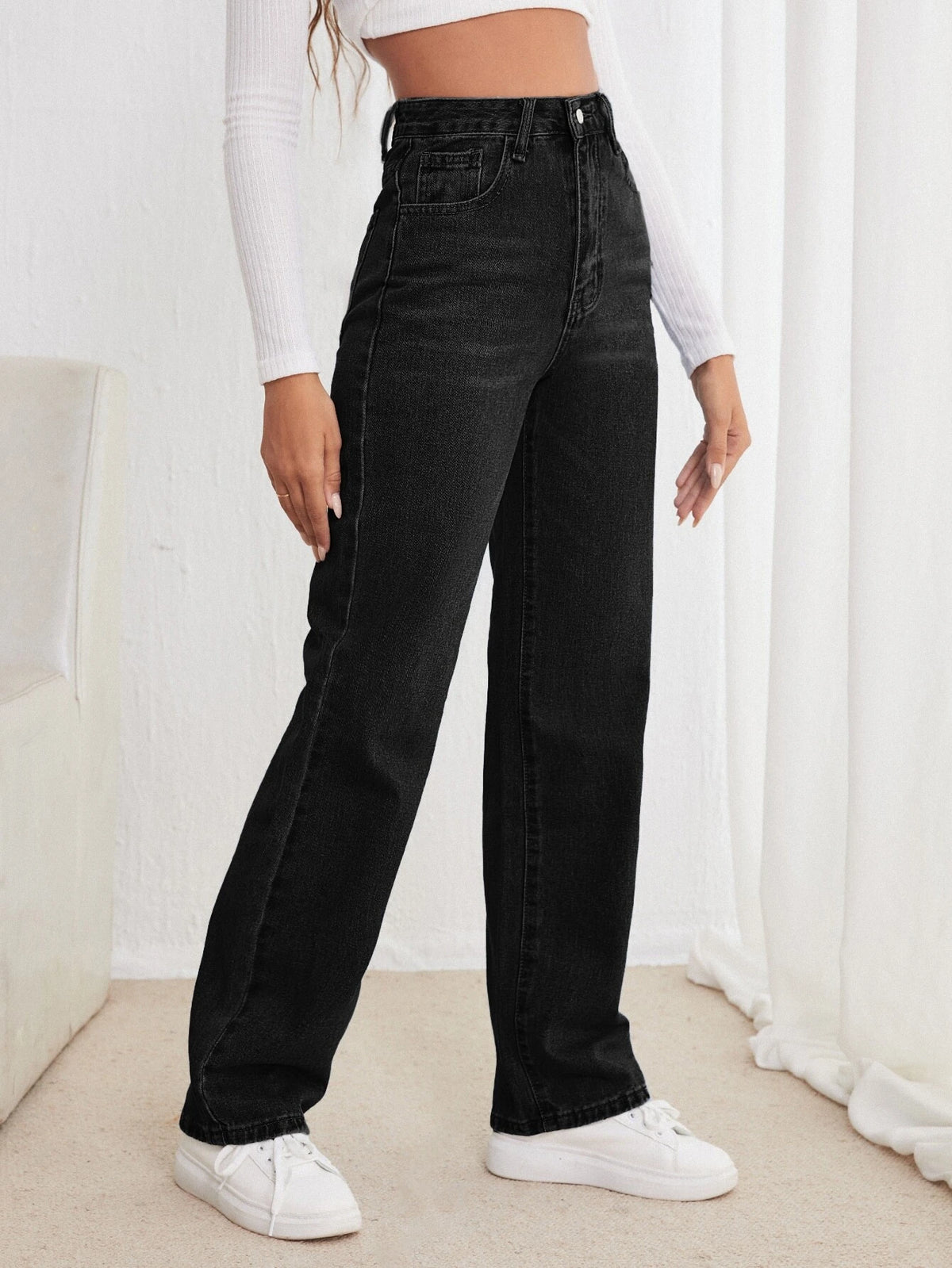 High Waisted Straight Leg Jeans