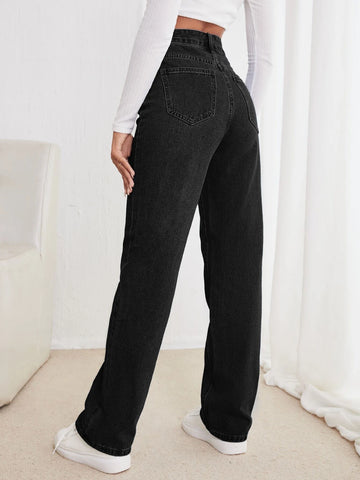 High Waisted Straight Leg Jeans