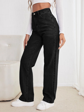 High Waisted Straight Leg Jeans