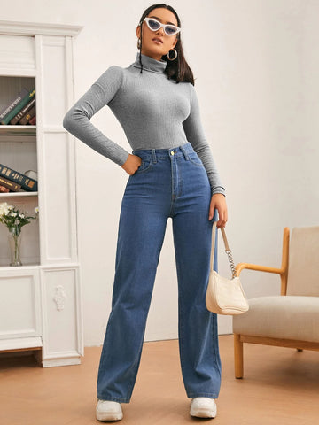 SXY High Neck Rib-knit Tee