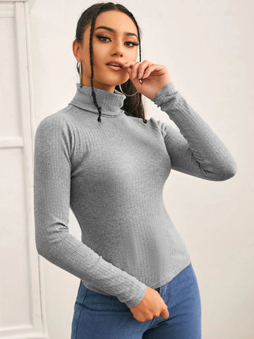 SXY High Neck Rib-knit Tee
