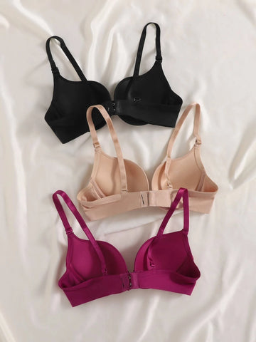 3pack Solid Underwire Bra Set