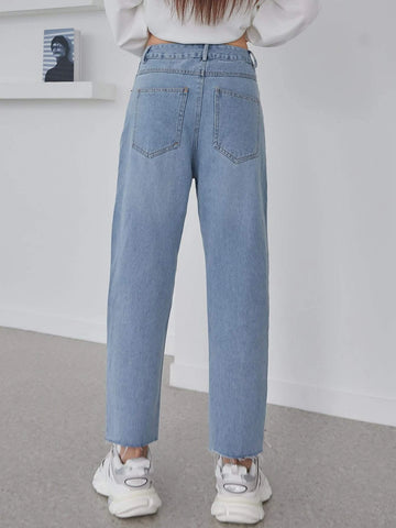 DAZY Raw Hem Straight Leg Jeans