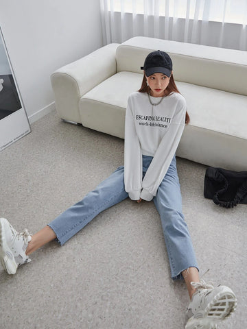 DAZY Raw Hem Straight Leg Jeans