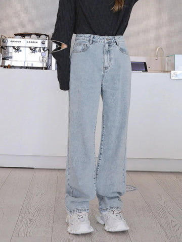 DAZY High Waist Light Wash Straight Leg Jeans