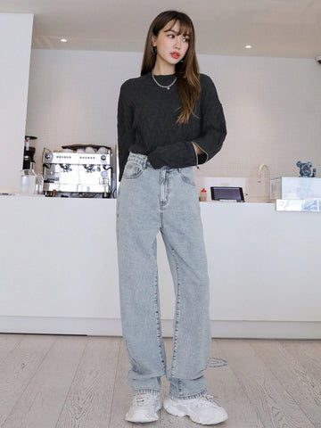 DAZY High Waist Light Wash Straight Leg Jeans