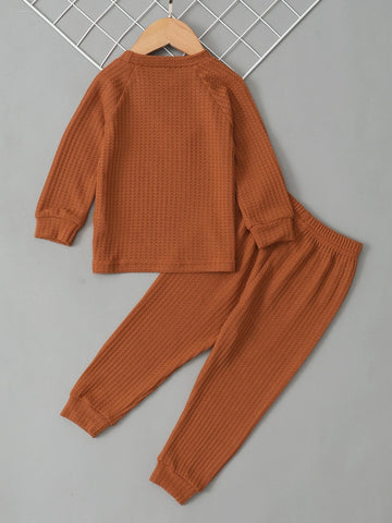 Toddler Boys Raglan Sleeve Waffle Knit Pullover & Sweatpants