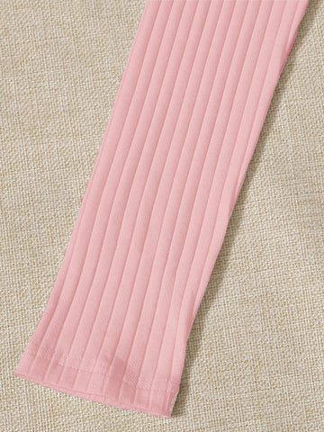 Lace Trim Bow Front Rib-knit Tee