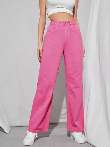 High Waist Straight Leg Jeans