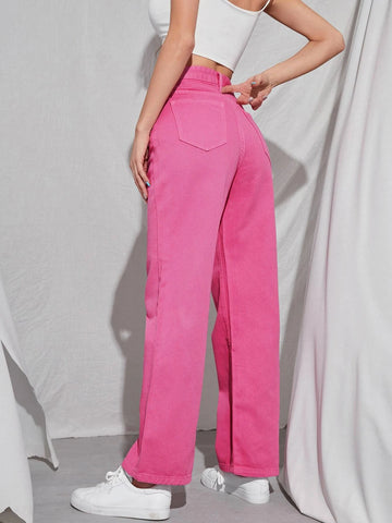 High Waist Straight Leg Jeans