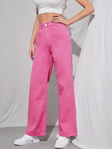 High Waist Straight Leg Jeans