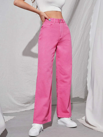 High Waist Straight Leg Jeans