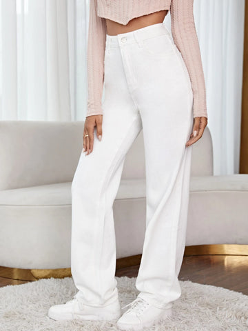 High Waisted Straight Leg Jeans