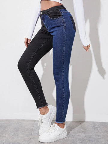 Colorblock Skinny Spliced Jeans