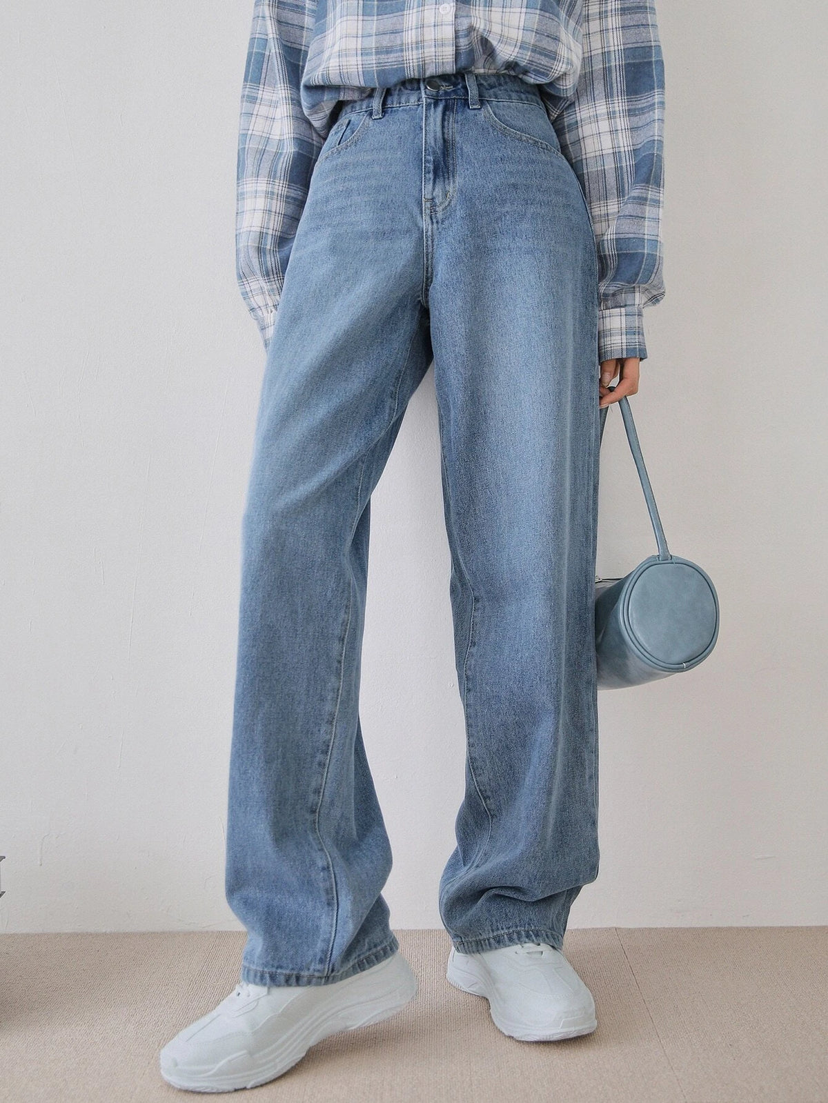 DAZY High Waist Bleach Wash Wide Leg Jeans
