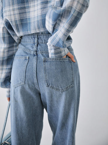 DAZY High Waist Bleach Wash Wide Leg Jeans