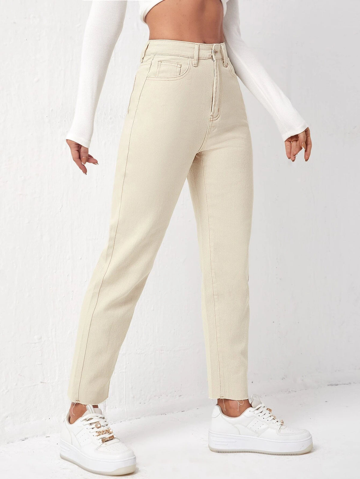 Slant Pocket Raw Cut Jeans