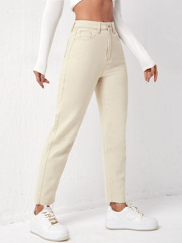 Slant Pocket Raw Cut Jeans