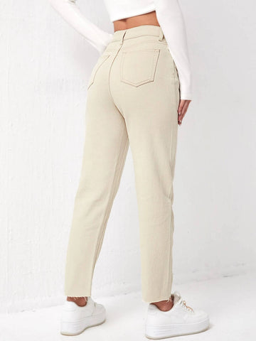 Slant Pocket Raw Cut Jeans