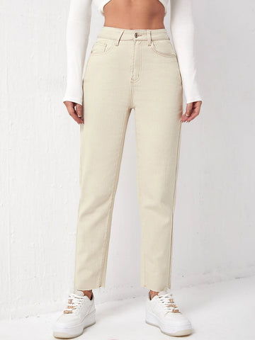 Slant Pocket Raw Cut Jeans