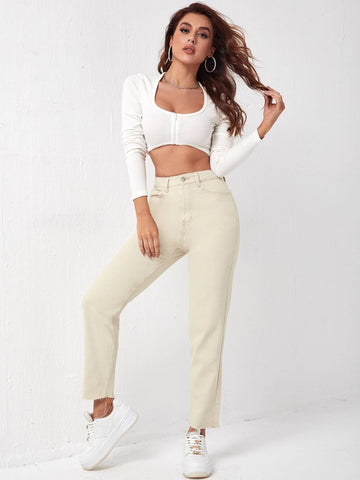 Slant Pocket Raw Cut Jeans