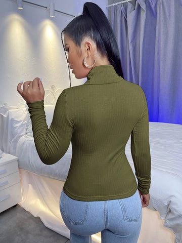 SXY High Neck Rib-knit Tee