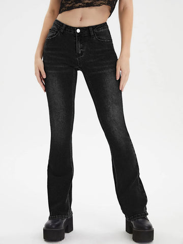 Slant Pocket Flare Leg Jeans