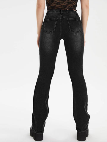 Bleach Wash Flare Leg Jeans
