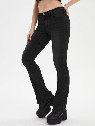 Bleach Wash Flare Leg Jeans