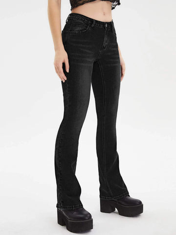 Slant Pocket Flare Leg Jeans