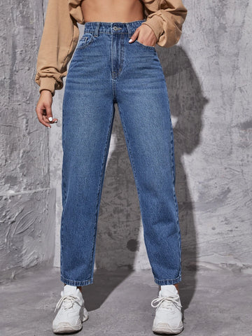 High Waist Straight Leg Jeans