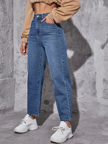 High Waist Straight Leg Jeans
