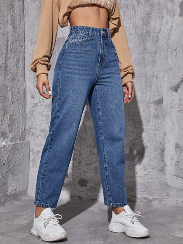 High Waist Straight Leg Jeans