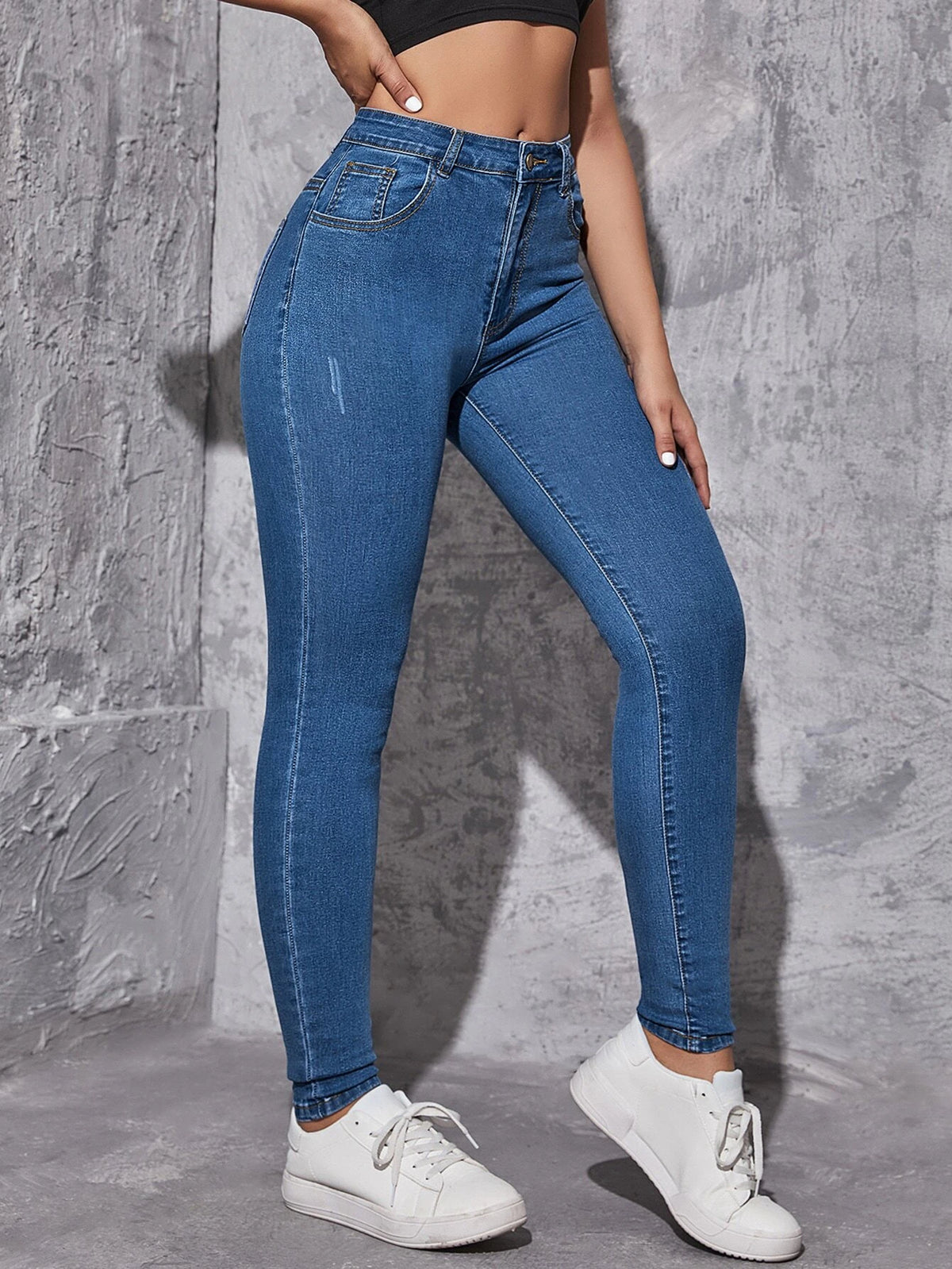 High Waist Ripped Skinny Jeans