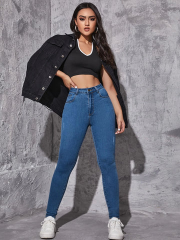 High Waist Ripped Skinny Jeans