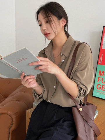 Dazy-Less Drop Shoulder Button Through Shirt