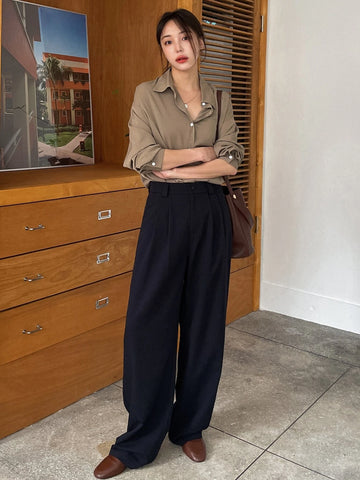 Dazy-Less Drop Shoulder Button Through Shirt