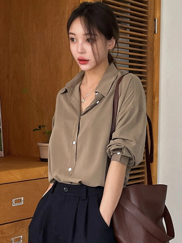Dazy-Less Drop Shoulder Button Through Shirt