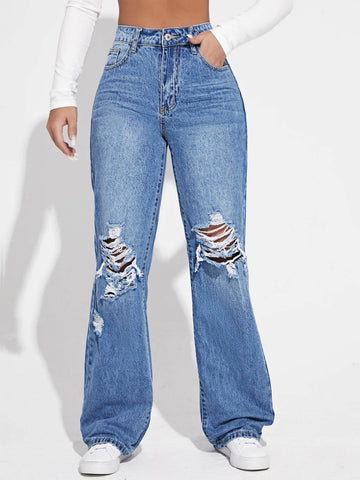 High Waist Ripped Jeans