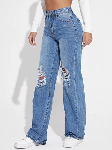 High Waist Ripped Jeans