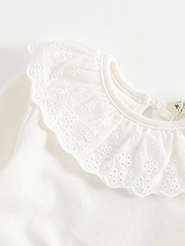 Baby Eyelet Embroidery Ruffle Trim Top